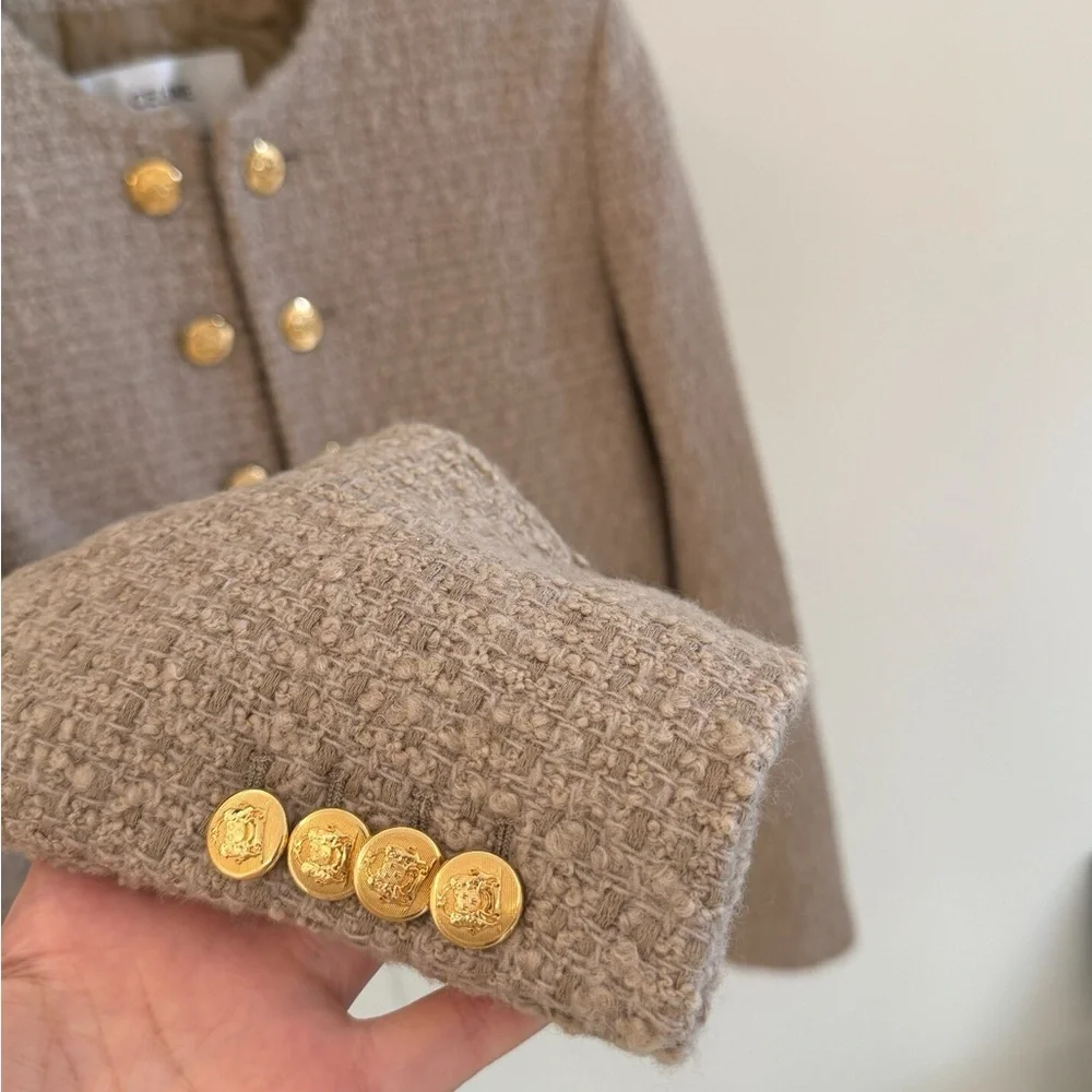 Authentic Celine Beige Tweed Blazer with Gold Buttons - Picture 5 of 7